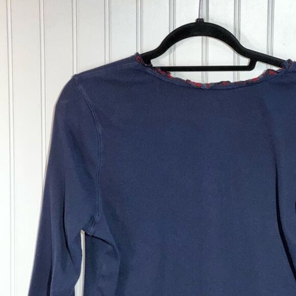 Tommy Hilfiger 1/4 Button Top Women’s XLarge Blue Long Sleeve Ruffled Neck & Hem - Picture 9 of 11